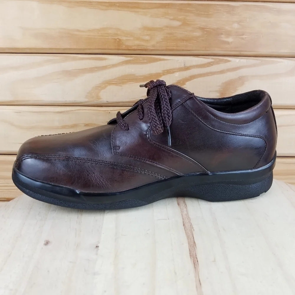 Apex B2060M Brown Leather Comfort Casual Shoes Lace-up Oxfords Men's 10 US